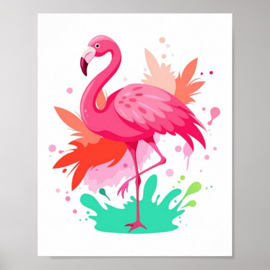 Aquarell Pink Flamingo Malerei Poster (Vorne)