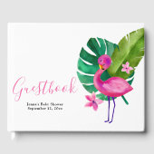 Aquarell Pink Flamingo Tropical Babydusche Gästebuch (Vorderseite)