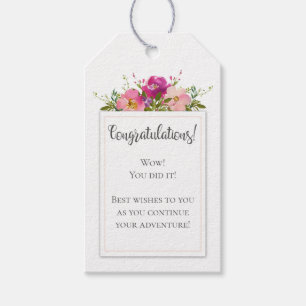 Aquarell Pink Floral Abschluss Glückwunsch Geschenkanhänger