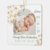 Aquarell Pink Florals Baby Birth Stats Foto Keramikornament (Links)