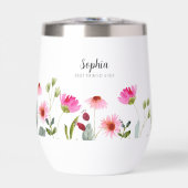 Aquarell Pink Florals Personalisierter Name Monogr (Vorderseite)