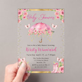 Aquarell Pink Gold Frühlingsschirm Babydusche Acryleinladungen (Insitu (Handheld))