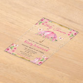 Aquarell Pink Gold Frühlingsschirm Babydusche Acryleinladungen (Ablage )