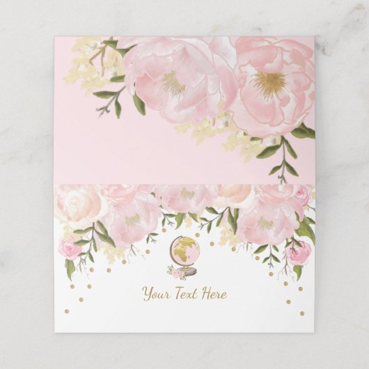 Aquarell Pink Gold Reise Adventure Baby Dusche Platzkarte (Außenseite Aufgefaltet)