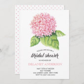 Aquarell Pink Hydrangea Bridal Dusche Einladung (Vorne/Hinten)
