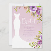 Aquarell Pink Lila Blumenbraun Gänsedusche Einladung (Vorderseite)