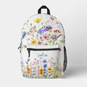 Aquarell Pink Lila Gelbe Wildblumen Garten Bedruckter Rucksack (Vorderseite)