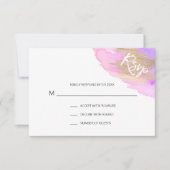 Aquarell Pink Lila Gold BAT MITZVAH UAWG RSVP Karte (Vorderseite)