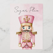 Aquarell Pink Nutcracker Kinderdusche Weihnachten Folieneinladung (Rückseite)