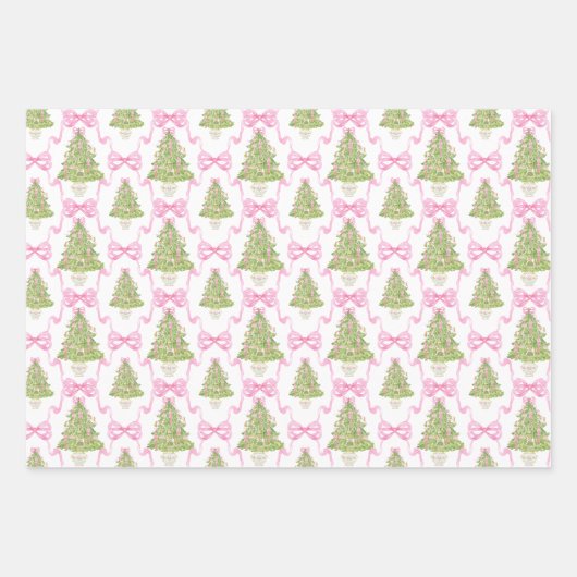 Aquarell Pink Nutcracker Weihnachtsbaum Geschenkpapier Set (Vorderseite 3)