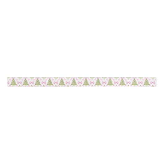 Aquarell Pink Nutcracker Weihnachtsbaum Ripsband (Vorderseite)