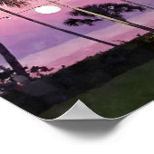 Aquarell Pink Palm Tropical Beach Sonnenuntergang Poster (Ecke)