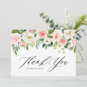 Aquarell Pink Peach Floral Garland Vielen Dank Dankeskarte (Stehend Vorderseite)