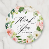 Aquarell Pink Peach Floral Kranz Vielen Dank Geschenkanhänger (Vorderseite)