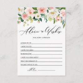 Aquarell Pink Peach Florals Wünsche für Baby Hinweiskarte