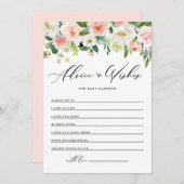 Aquarell Pink Peach Florals Wünsche für Baby Hinweiskarte (Vorne/Hinten)