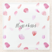 Aquarell Pink Peach Rose Petals Glasuntersetzer (Vorderseite)