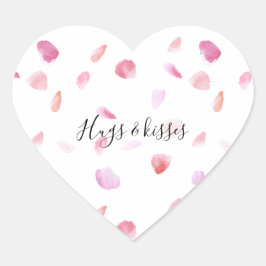 Aquarell Pink Peach Rose Petals Herz-Aufkleber