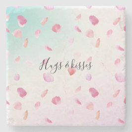 Aquarell Pink Peach Rose Petals Minze Ombre Steinuntersetzer