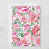 Aquarell Pink Peonies Babydusche Tee Einladung (Rückseite)