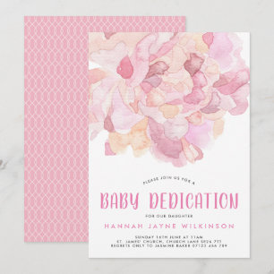 Aquarell Pink Peony Baby Dedication Einladung
