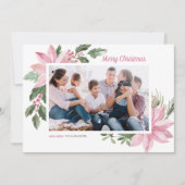 Aquarell Pink Poinsettia Frohe Weihnachten Foto (Vorderseite)