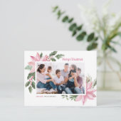 Aquarell Pink Poinsettia Frohe Weihnachten Foto (Stehend Vorderseite)