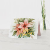 Aquarell Pink Poinsettia Weihnachten (Vorderseite)