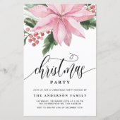 Aquarell Pink Poinsettia Weihnachtseinladung (Vorderseite)
