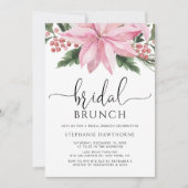 Aquarell Pink Poinsettia Winter Bridal Brunch Einladung (Vorderseite)