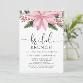 Aquarell Pink Poinsettia Winter Bridal Brunch Einladung (Stehend Vorderseite)