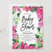 Aquarell Pink Poinsettias Bloral Baby Dusche Einladung (Vorderseite)