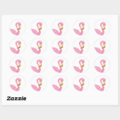 Aquarell Pink Polka Dot Flamingo Runder Aufkleber (Blatt)