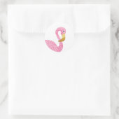 Aquarell Pink Polka Dot Flamingo Runder Aufkleber (Tasche)