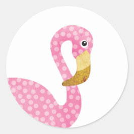Aquarell Pink Polka Dot Flamingo Runder Aufkleber