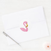 Aquarell Pink Polka Dot Flamingo Runder Aufkleber (Umschlag)