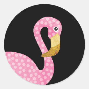 Aquarell Pink Polka Dot Flamingo Runder Aufkleber