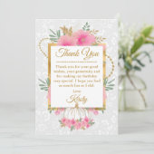 Aquarell Pink Pumpkin Blume Goldene Fohlen Geburts Dankeskarte (Stehend Vorderseite)