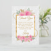 Aquarell Pink Pumpkin Blume Goldene Fohlen Geburts Dankeskarte (Stehend Vorderseite)