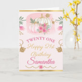 Aquarell Pink Pumpkin Gold Geburtstag Karte (Gelbe Blume)