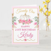 Aquarell Pink Pumpkin Gold Happy Birthday Karte (Gelbe Blume)