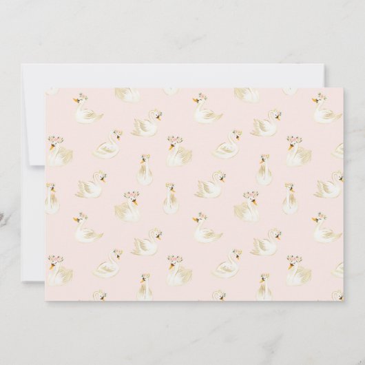 Aquarell Pink Swan Little Princess Baby Dusche Einladung (Rückseite)