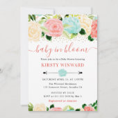 Aquarell Pink und Minze Blume Kinderdusche Einladung (Vorderseite)