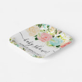 Aquarell Pink und Minze Blume Kinderdusche Pappteller (Gewinkelt)