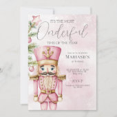 Aquarell Pink Weihnachtscreme 1. Geburtstag Einladung (Vorderseite)