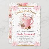 Aquarell Pink Winter Cookies & Cocoa Baby Dusche Einladung (Vorne/Hinten)