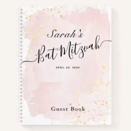 Aquarell Pink x Gold Bat Mitzvah Gästebuch Notizblock