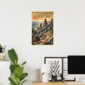 Aquarell Pinnacles National Park Retro Poster (Heimbüro)