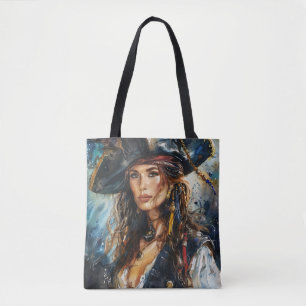 Aquarell-Pirat-Frauenporträt Tasche