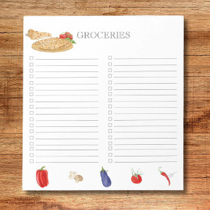 Aquarell-Pizza-Einkaufsliste Notizblock